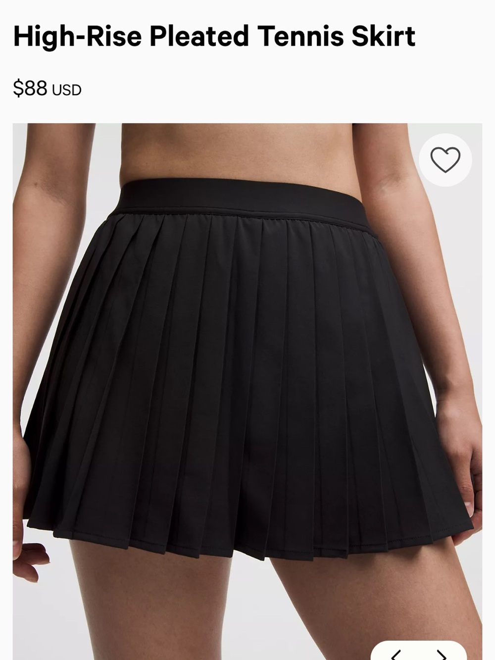 Lululemon athletica Black High-Rise Pleated Tennis Skirt